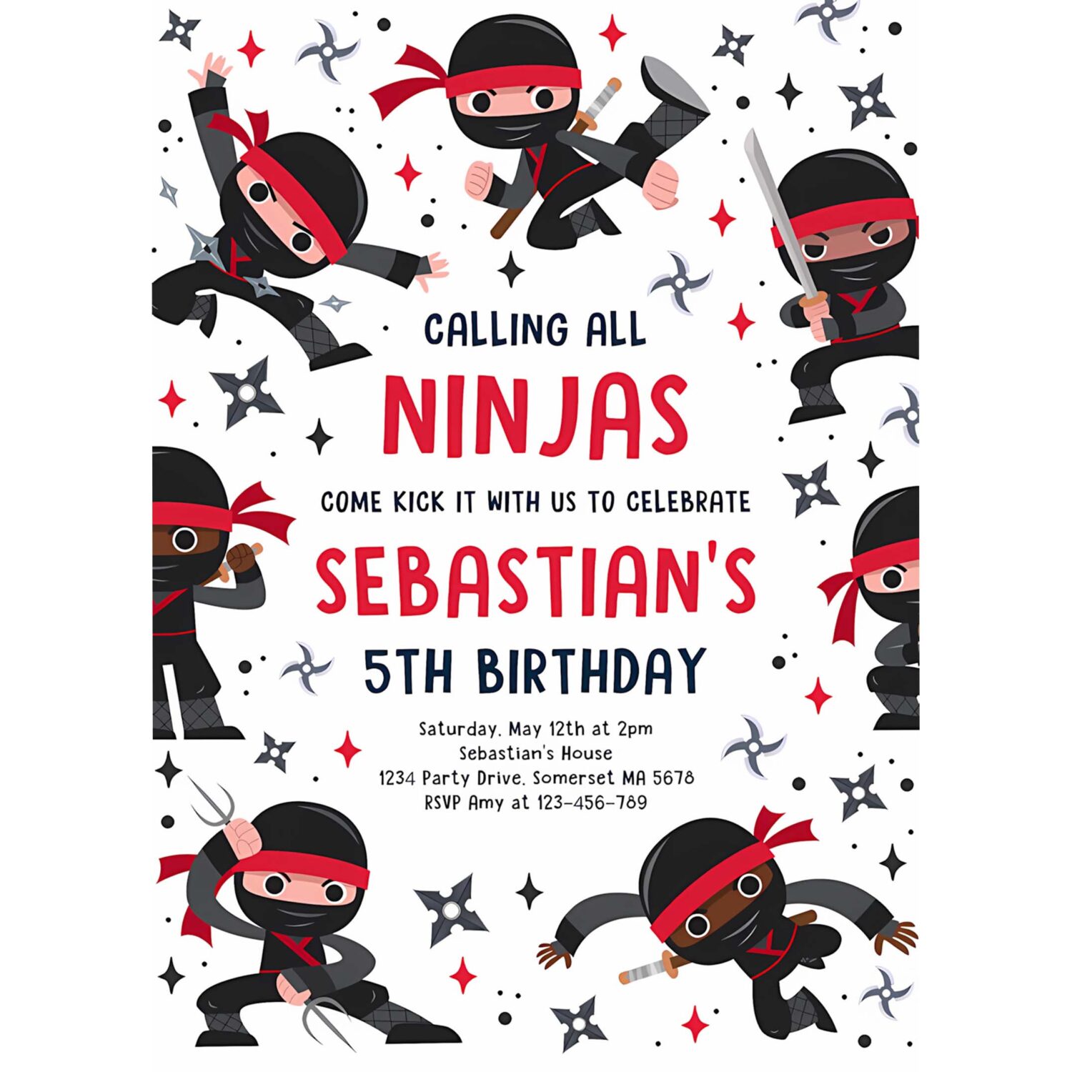 Editable ninja birthday party invitation karate birthday invitation warrior birthday party martial arts ninja party instant download cr4 4