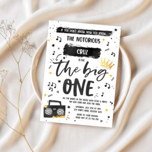 Editable notorious one birthday invitation hip hop the big one birthday invitation 90s hip hop 1st birthday party 1