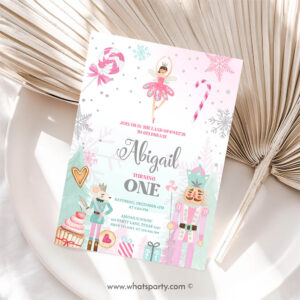 Winter Invitation, Nutcracker Birthday Party, Girl Land of Sweets Invitation Winter Pink Girl Invitation