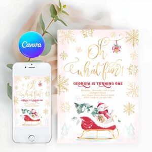 Winter Invitation, Oh What Fun Winter Birthday Invitation