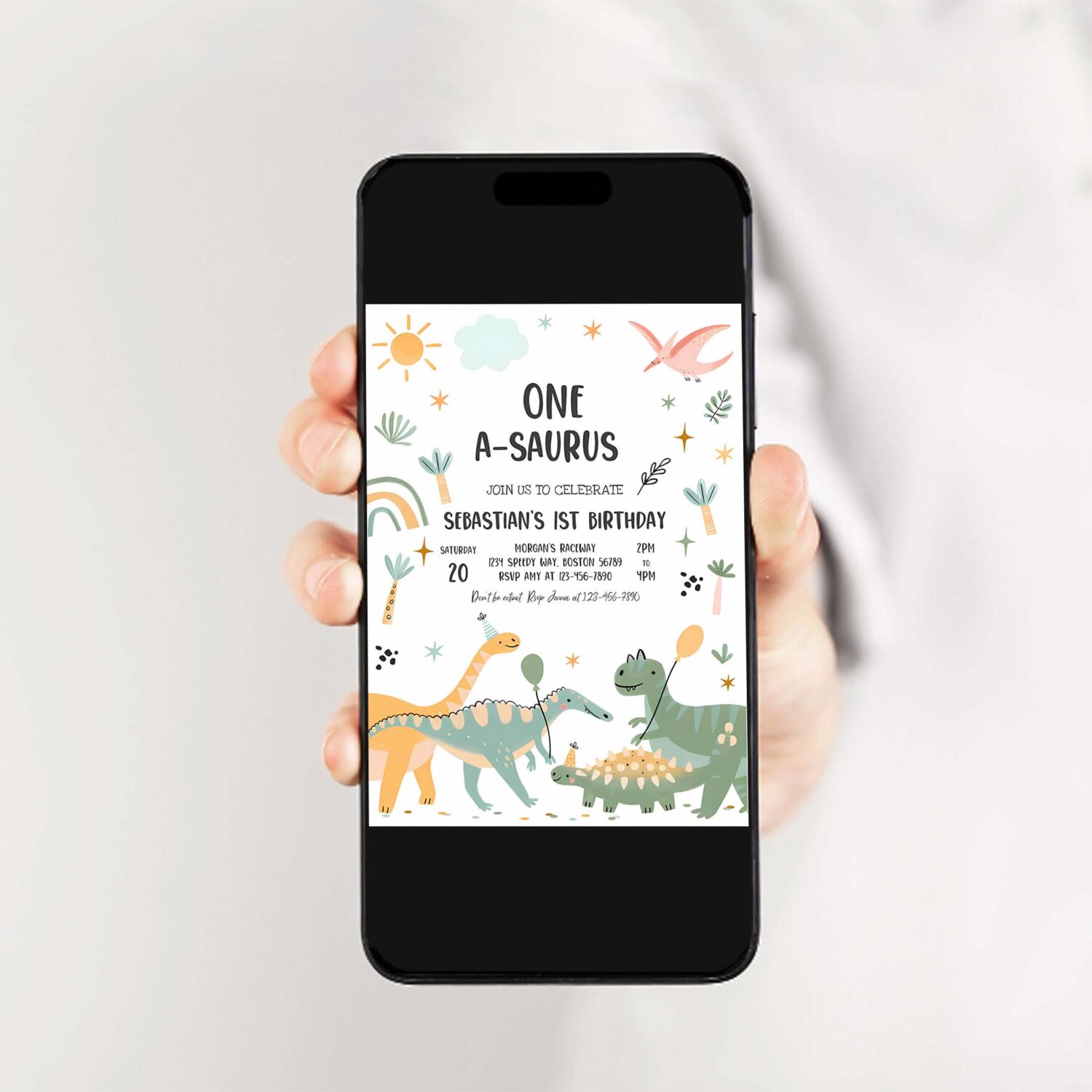 Editable one a saurus dinosaur birthday party invitation dinosaur t rex birthday party jurassic dino 1st birthday party 2