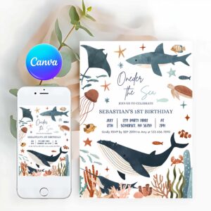 Mermaid Invitation, Oneder the Sea 1st Birthday, Birthday Party Invitation