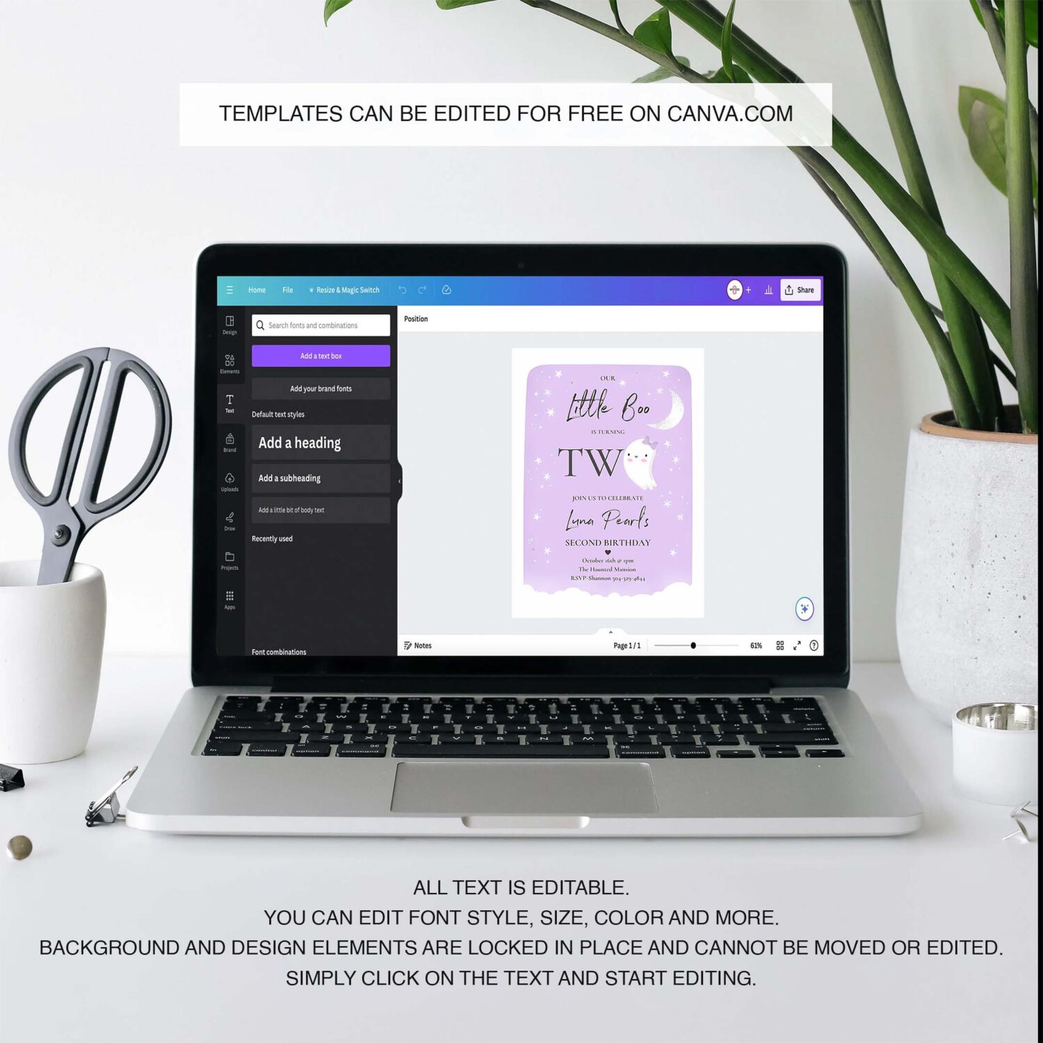 Editable our little boo birthday party invitation halloween 2nd birthday purple cute ghost halloween little boo party instant download b1 3