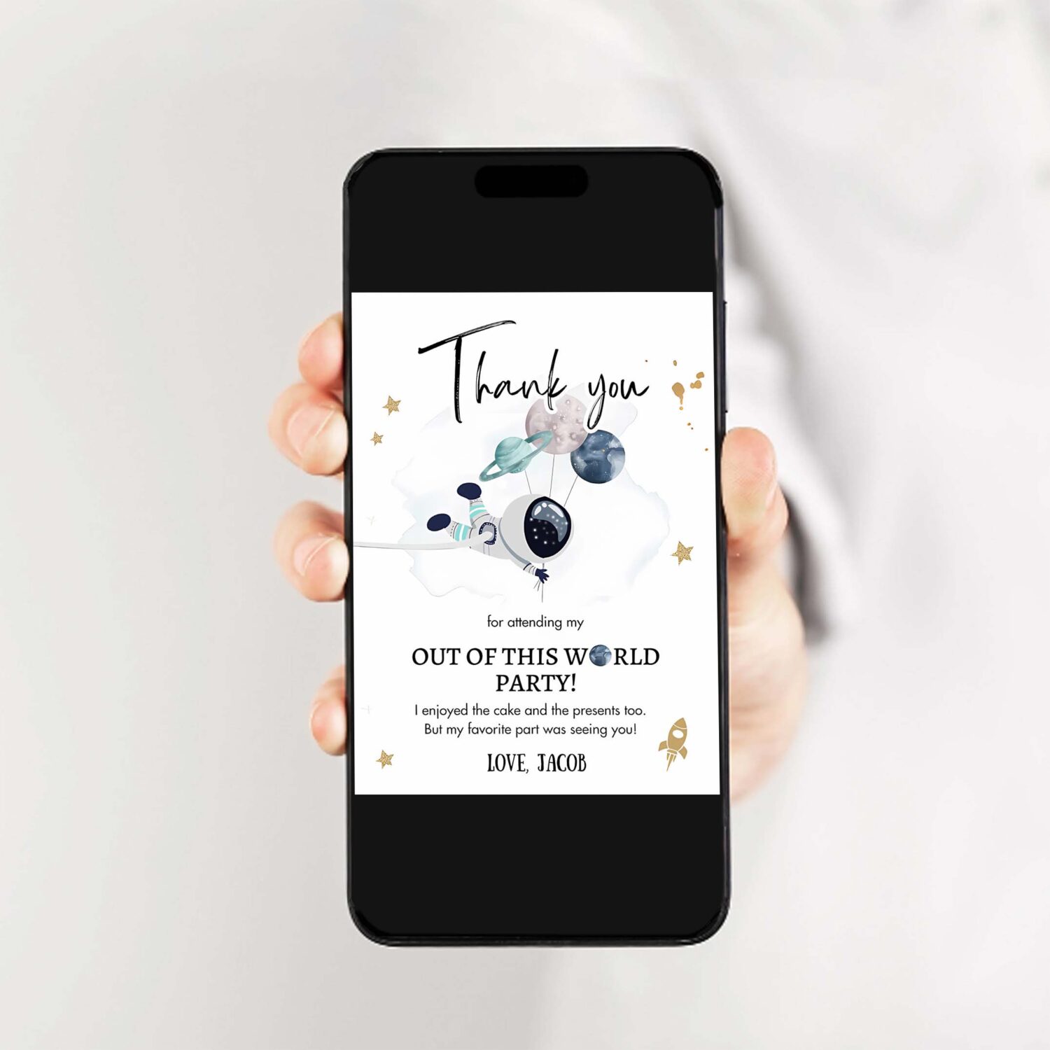 Editable outer space birthday invitation out of this world astronaut trip around the sun download printable template digital corjl 0366 2