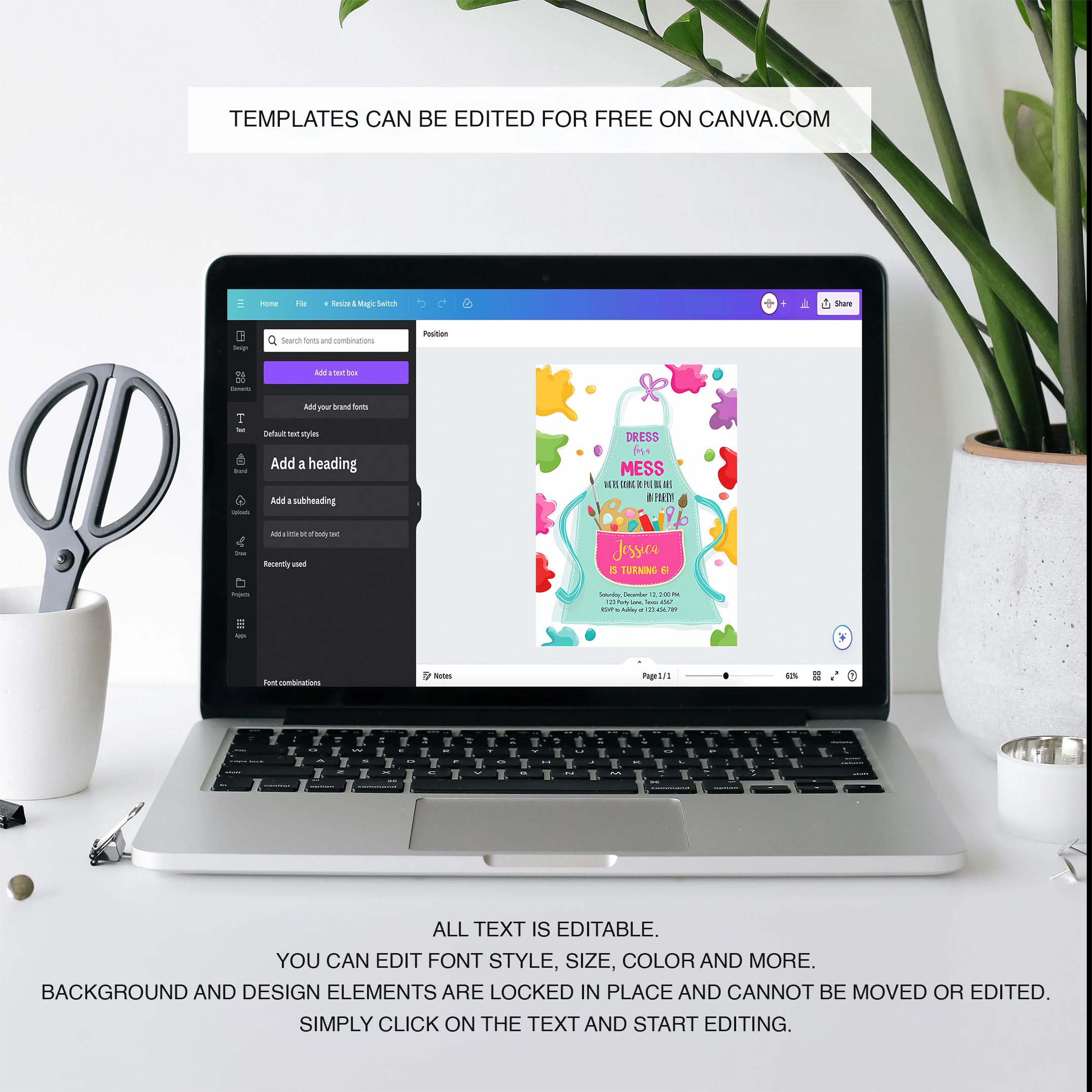 Editable Painting Party Invitation Art Party Birthday Invitation Girl Pink Paint Craft Party Download Printable Template Digital Corjl 0319