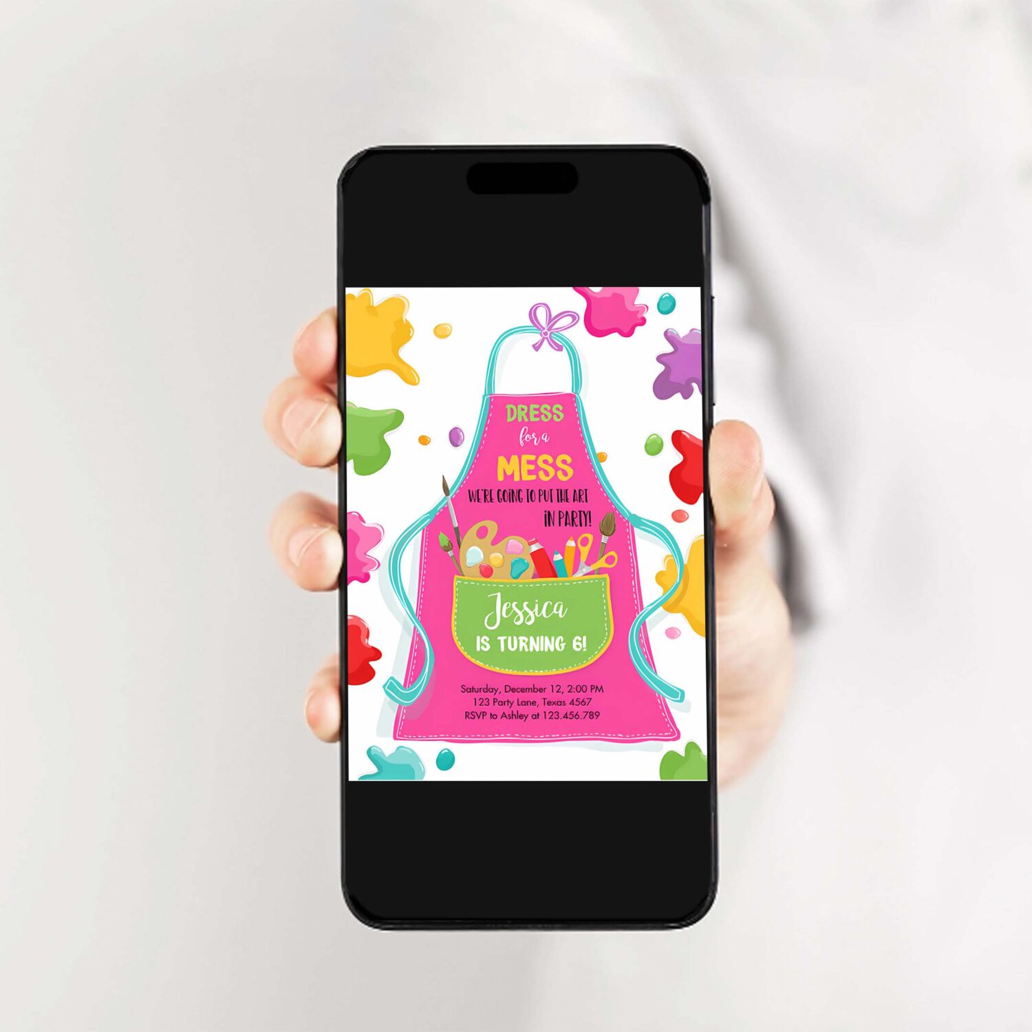 Editable painting party invitation art party invite girl pink paint craft party download printable template digital corjl 0319 2