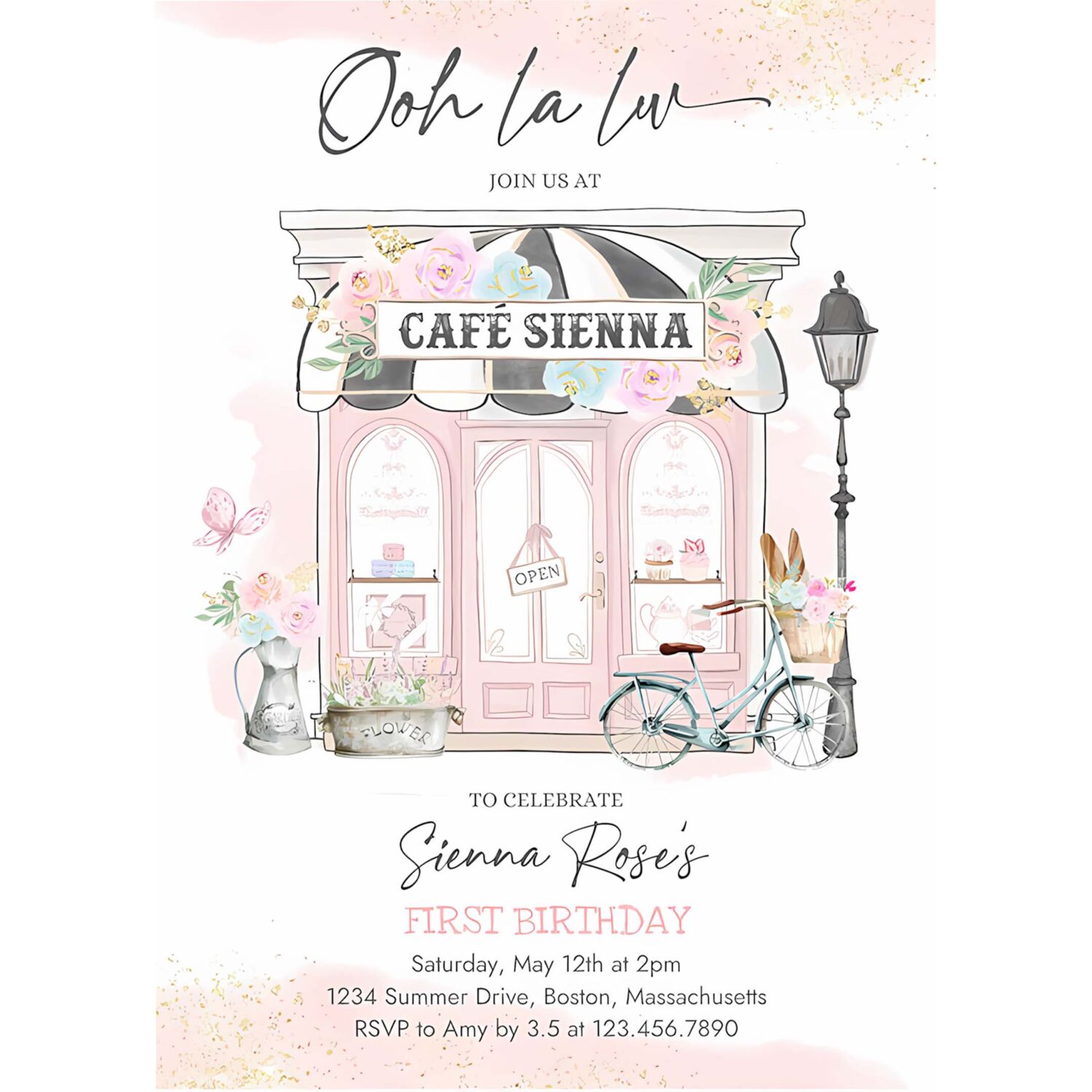 Editable paris birthday party invitation french parisian cafe tea party 1st birthday oh la la paris patisserie party 4