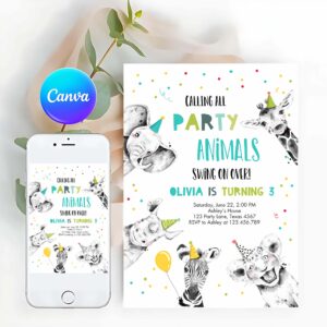 Party Animal Invitation, Party Animals Birthday Invitation