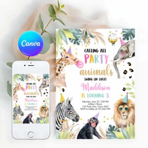 Party Animal Invitation, Party Animals Birthday Invitation
