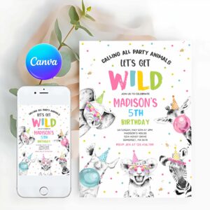 Party Animal Invitation, Party Animals Birthday Invitation
