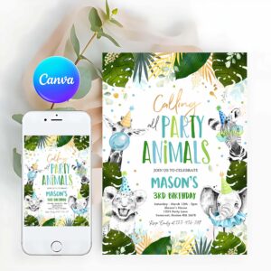 Party Animal Invitation, Party Animals Birthday Invitation