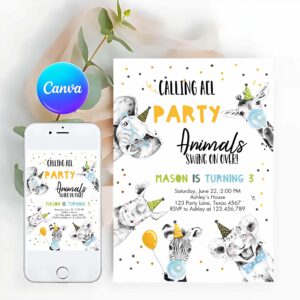 Party Animal Invitation, Party Animals Birthday Invitation