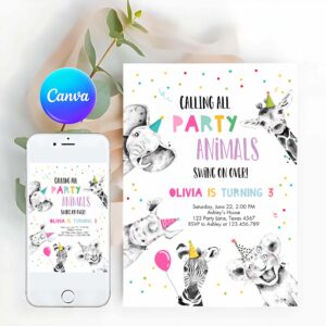 Party Animal Invitation, Party Animals Birthday Invitation