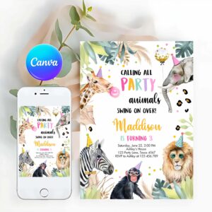 Party Animal Invitation, Party Animals Birthday Invitation