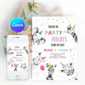Wild One Invitation, Wild One Animals Party, Animals Birthday Invitation