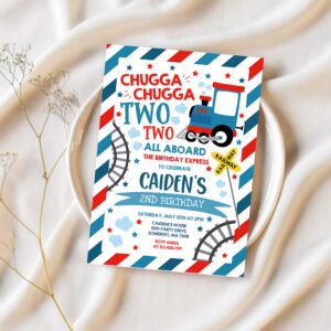 Editable party chugga chugga two two train birthday invitation chugga chugga choo choo party two two train party invite instant download tc 1