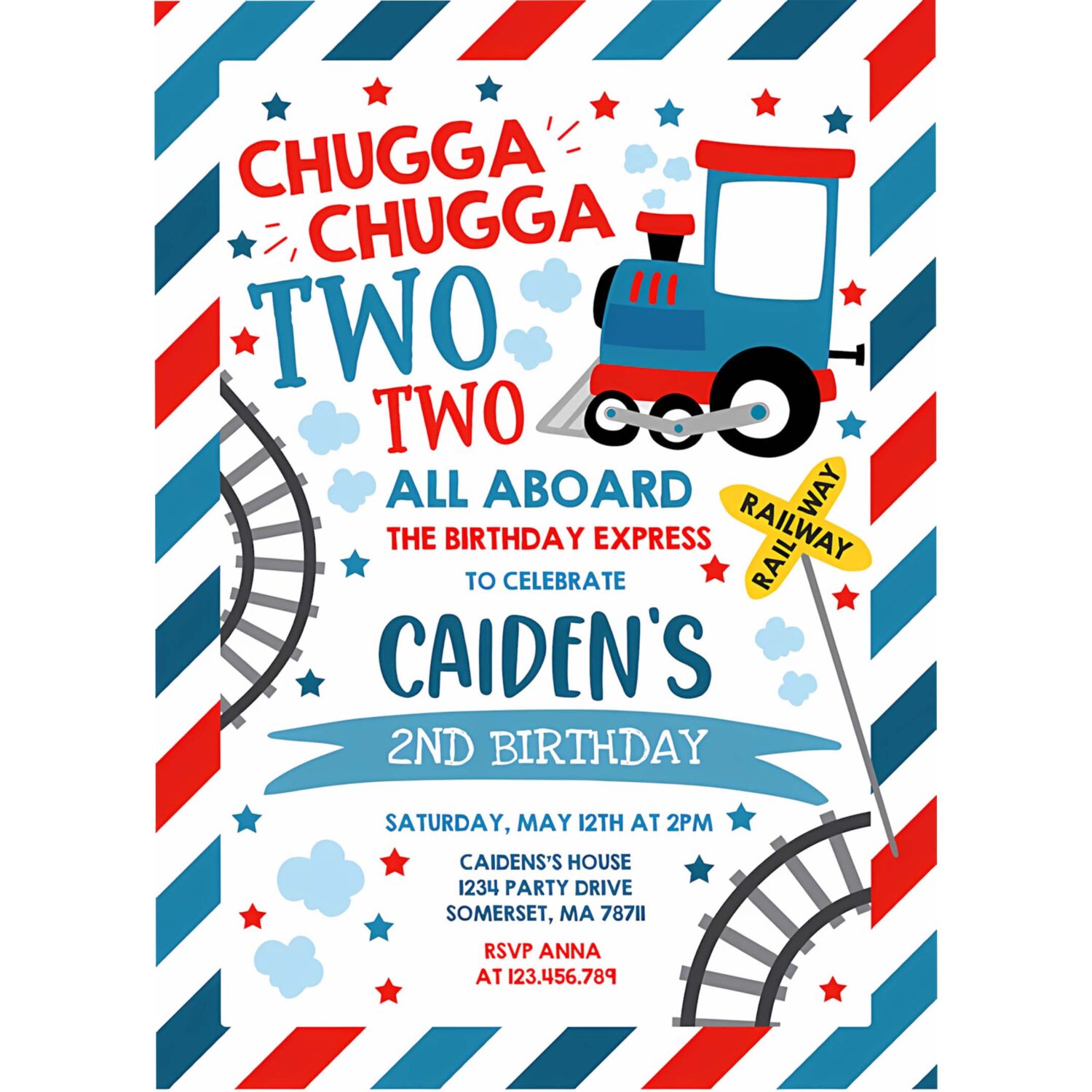Editable party chugga chugga two two train birthday invitation chugga chugga choo choo party two two train party invite instant download tc 4