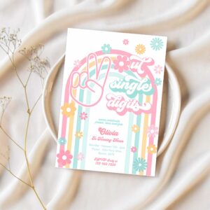 Editable peace out single digits birthday invitation groovy tween 10th birthday hippie 70s double digits birthday 1