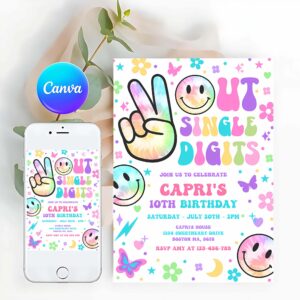 Peace Out Invitation, Peace Out Single Digits Birthday Party Invitation