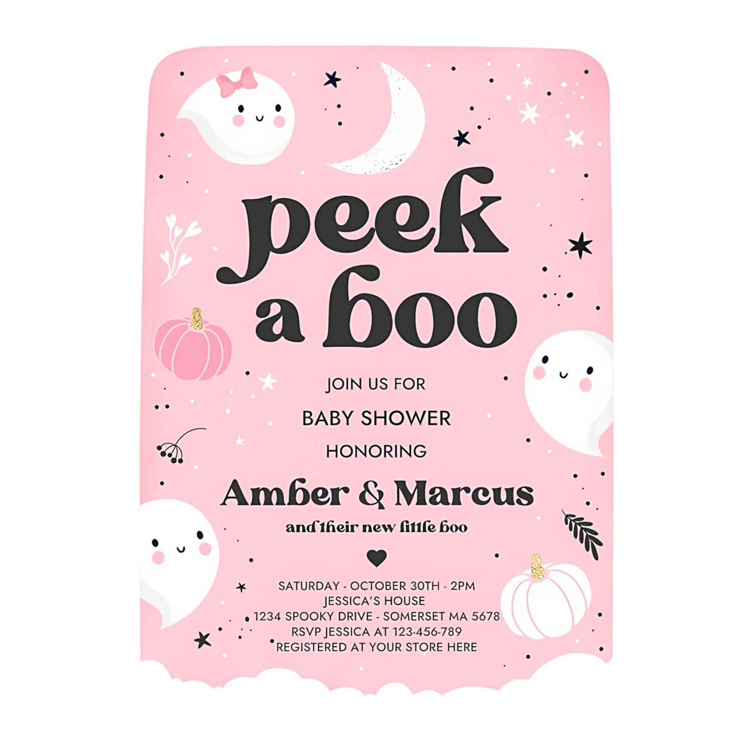 Editable peek a boo baby shower invitation little boo girl ghost baby shower invitation pink cute halloween baby shower instant download b0 4