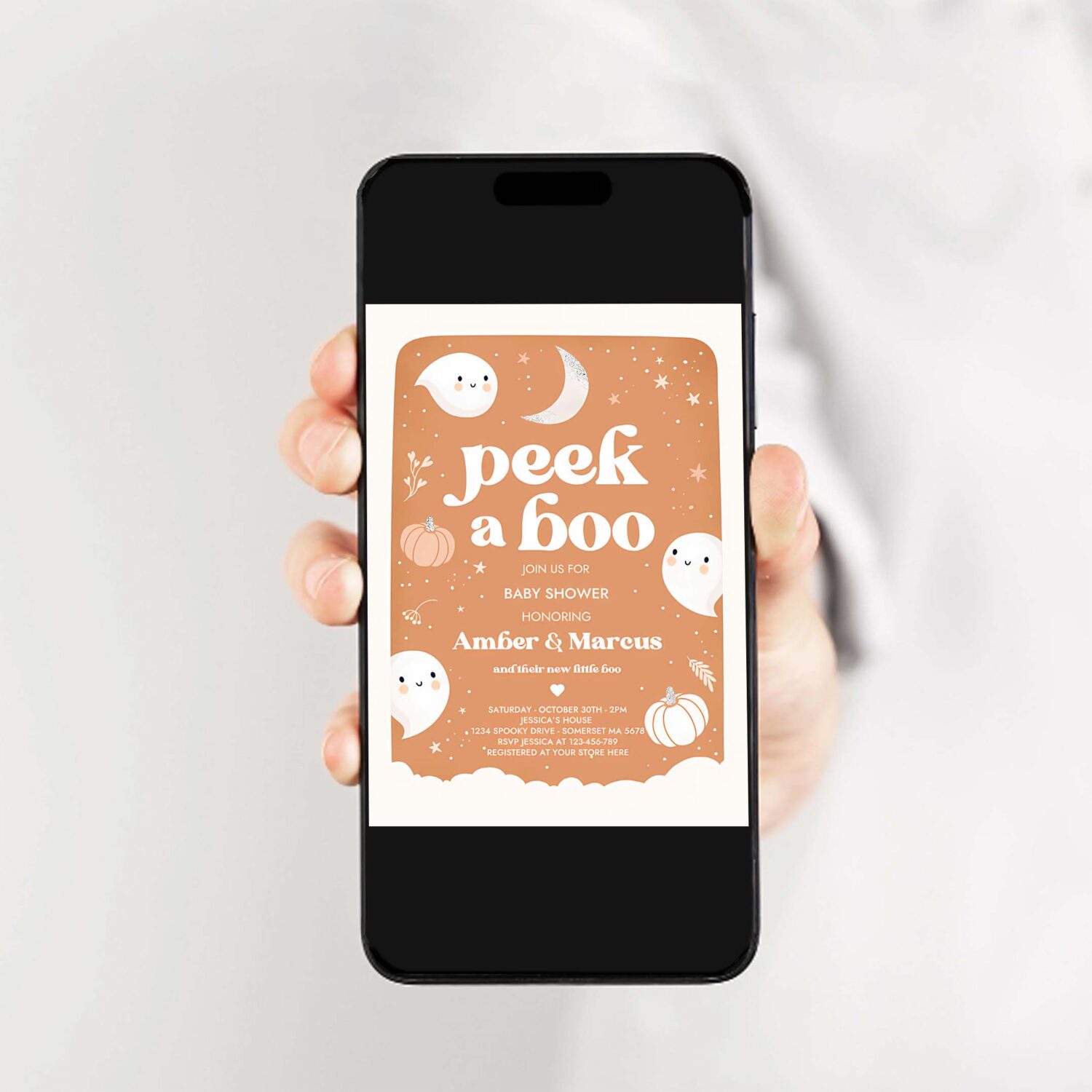 Editable peek a boo baby shower invite little boo ghost baby shower boho muted earthy tones halloween baby shower instant download b9 2