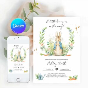 Rabbit Invitation, Peter Rabbit Baby Shower Invitation