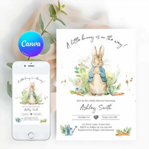 Rabbit Invitation, Peter Rabbit Baby Shower Invitation