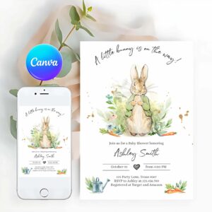 Rabbit Invitation, Peter Rabbit Baby Shower Invitation