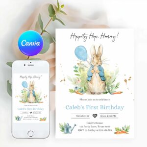 Rabbit Invitation, Peter Rabbit Birthday Invitation