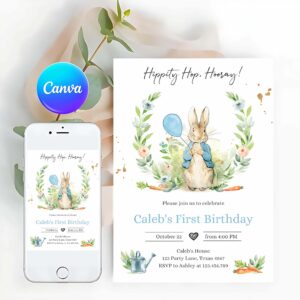 Rabbit Invitation, Peter Rabbit Birthday Invitation