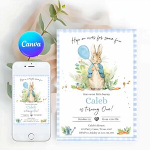Rabbit Invitation, Peter Rabbit Birthday Invitation