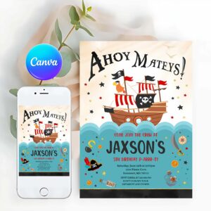 Pirate Invitation, Pirate Birthday Party Invitation