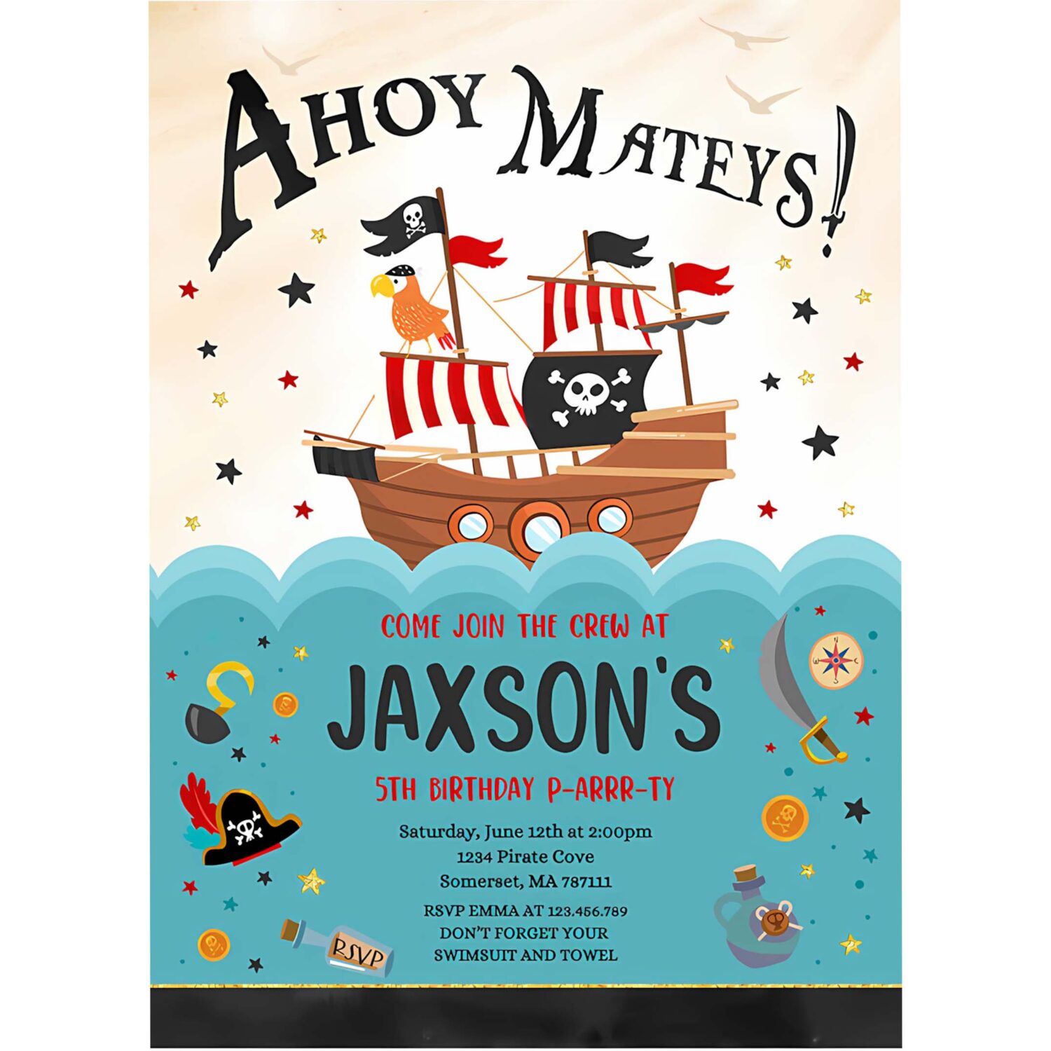 Editable pirate birthday party invitation pirate ship invitation pirate party treasure map invitation pirate party 4