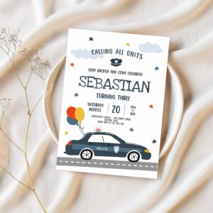 Editable police invitation police birthday invitation police officer invitation cop invite policeman party police party 1