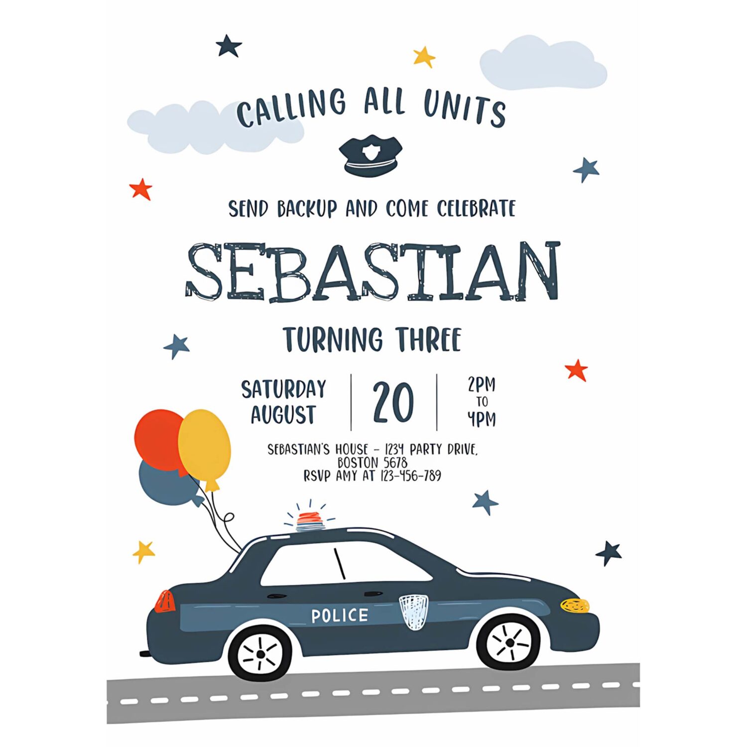 Editable police invitation police birthday invitation police officer invitation cop invite policeman party police party 4