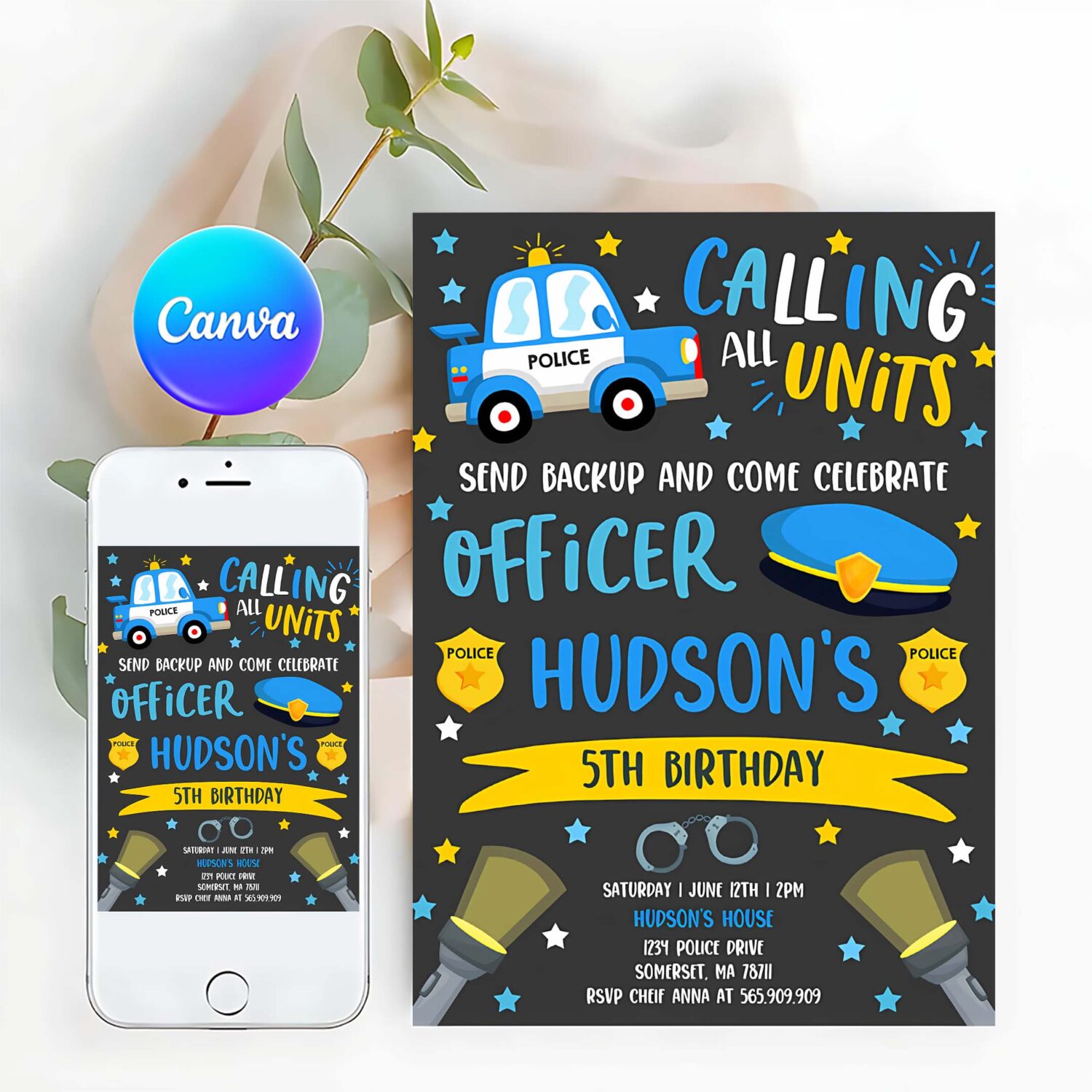 Editable police invitation police birthday invite police officer invitation cop invite policeman party police party
