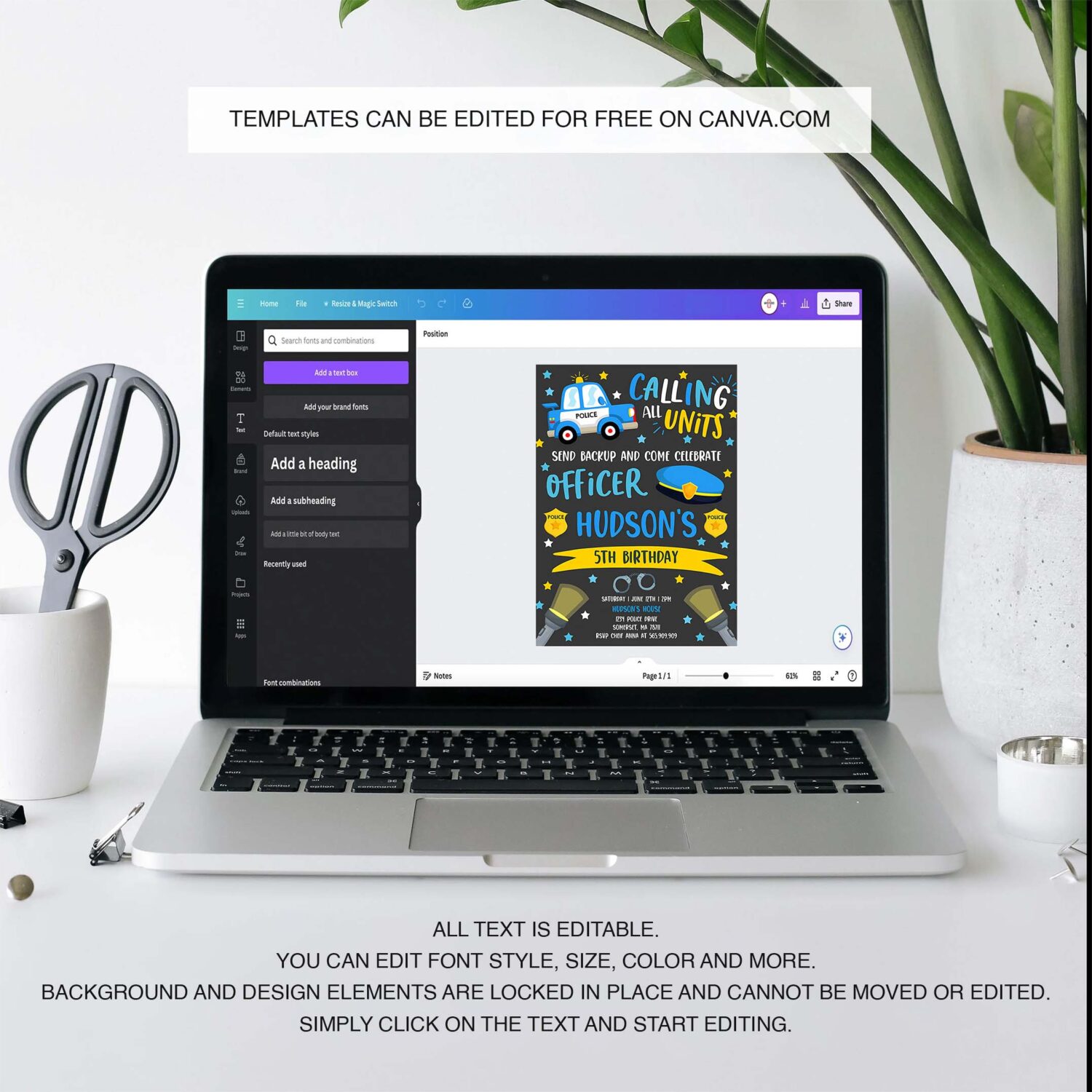 Editable police invitation police birthday invite police officer invitation cop invite policeman party police party 3