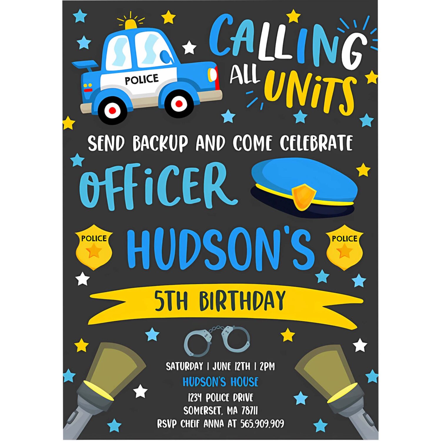 Editable police invitation police birthday invite police officer invitation cop invite policeman party police party 4