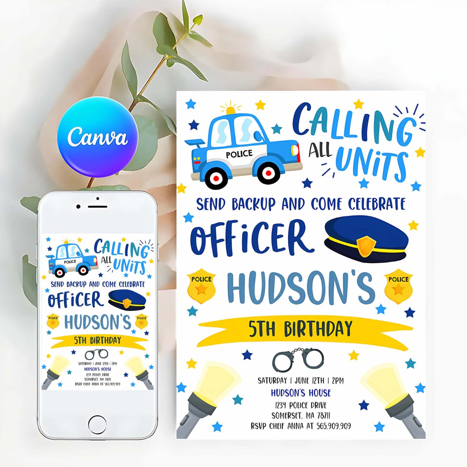Editable police party invitation police birthday invitation police officer invitation cop invite policeman party police party