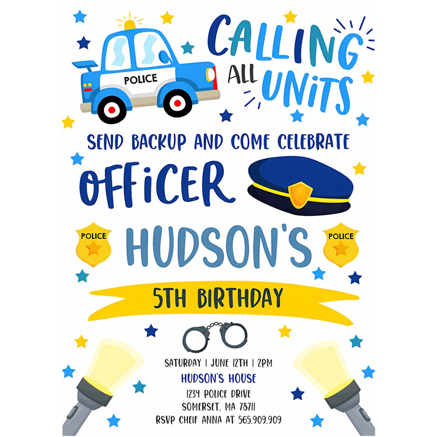 Editable police party invitation police birthday invitation police officer invitation cop invite policeman party police party 4