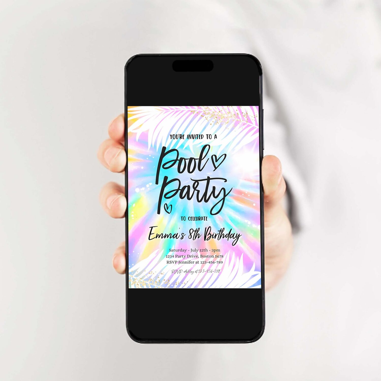 Editable pool party invitation girly tie dye pool party invitation pool birthday party summer swimming pool party 2