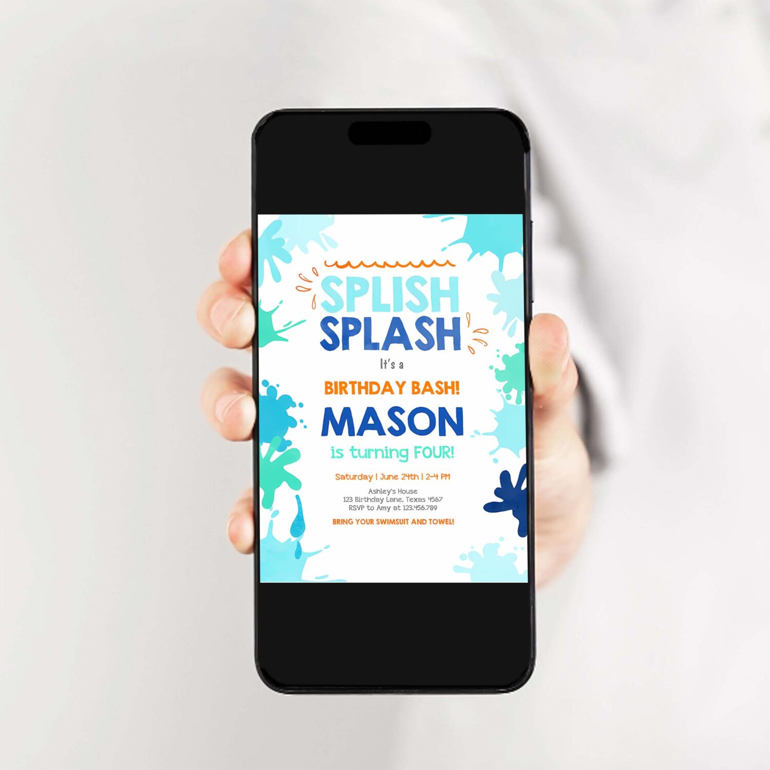 Editable pool party invitation splish splash birthday invite pool party bash beach swimming summer invite 2