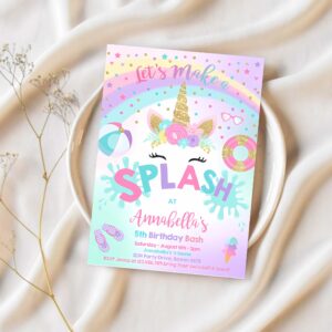 Editable pool party invitation unicorn pool party invitation unicorn pool float splish splash pool party bash 1