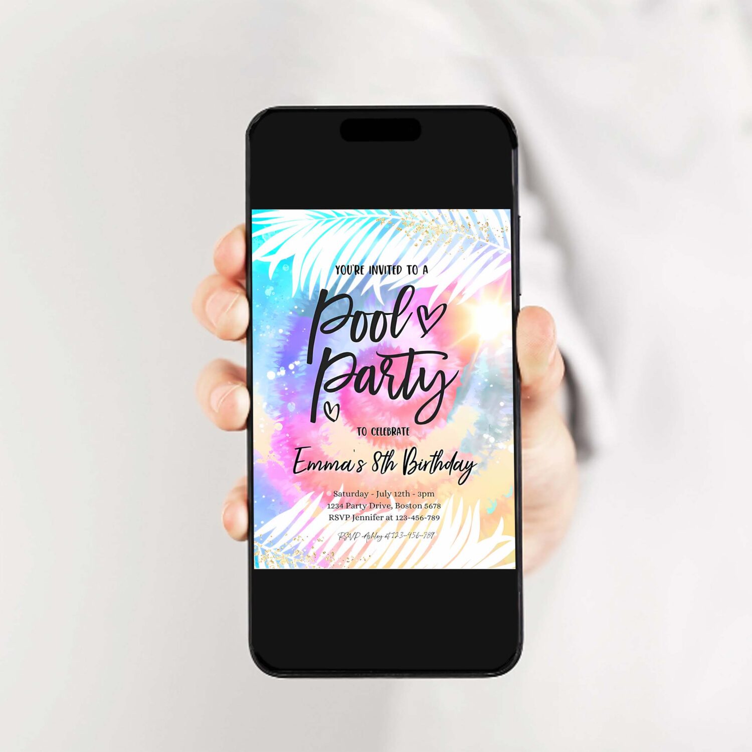 Editable pool party invite girly tie dye pool party invitation pool birthday party summer swimming pool party 2