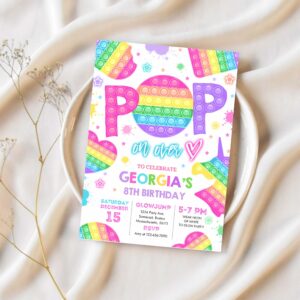 Editable pop it birthday party invitation pop it birthday party pastel rainbow pop it fidget toy party pop it party 1
