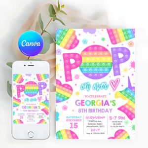 Pop It Birthday Party Invitation