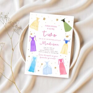 Editable princess birthday invitation once upon a time princess royal birthday girl pink magical celebration template corjl printable 0462 1