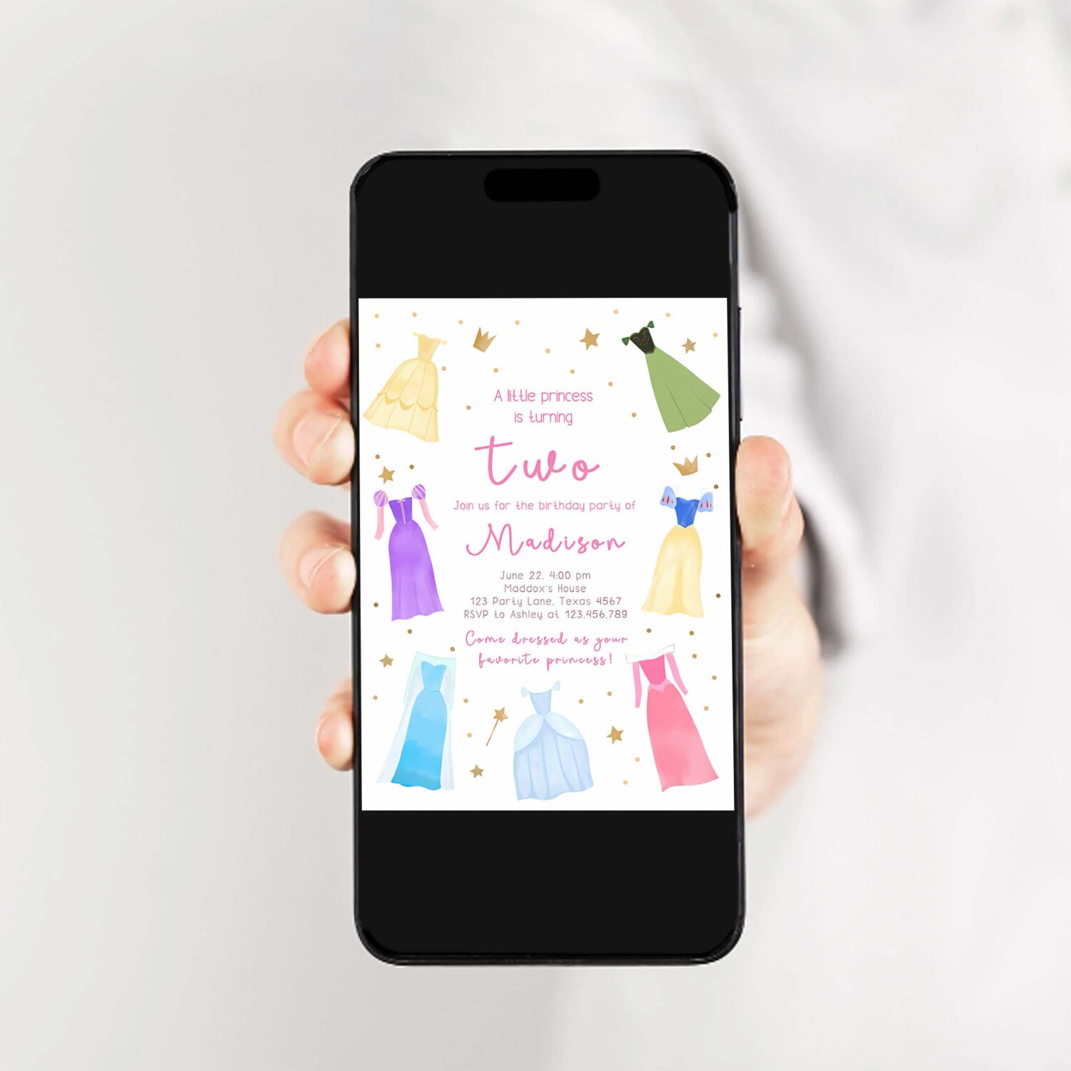 Editable princess birthday invitation once upon a time princess royal birthday girl pink magical celebration template corjl printable 0462 2
