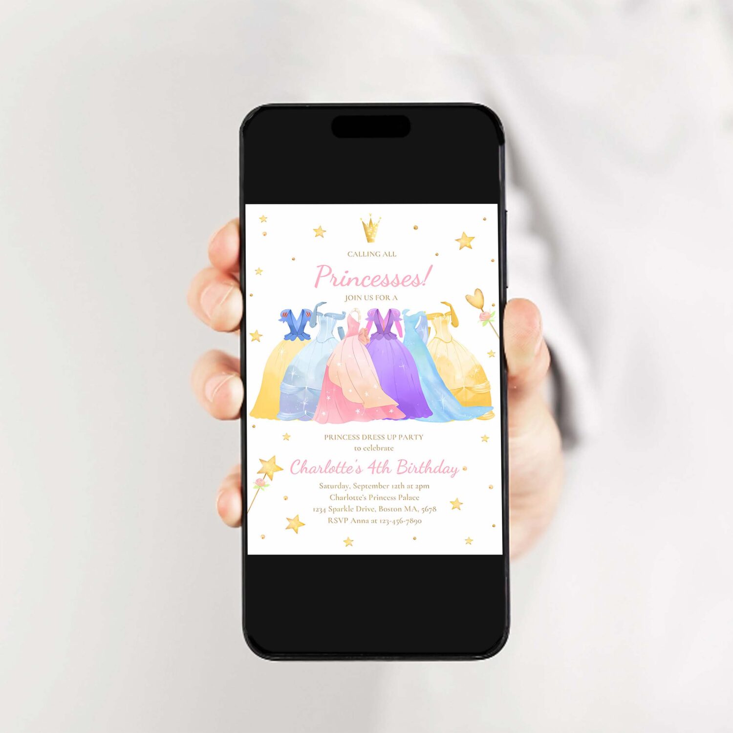 Editable princess birthday invitation princess dress up invitation magical whimsical royal princess party 2