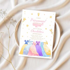 Editable princess birthday invite princess dress up invitation magical whimsical royal princess party 1